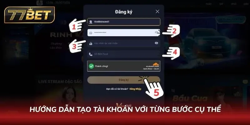 Đăng Ký 77BET Chỉ Trong 60 Giây | Hướng Dẫn Nhận Thưởng Khủng Biểu mẫu nhập liệu thông tin cơ bản được thiết kế tối giản