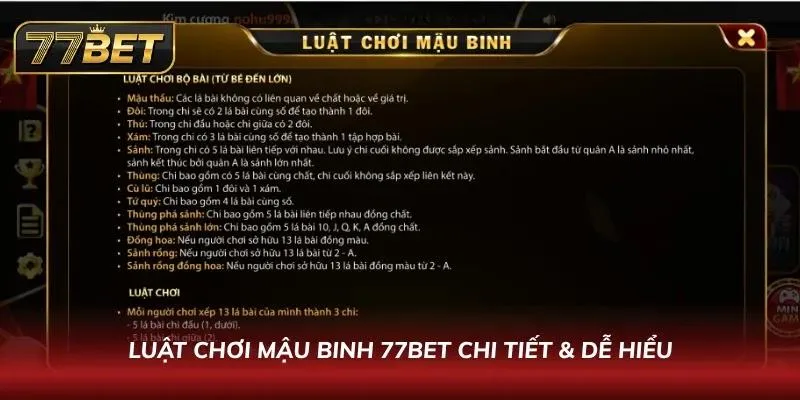 Cách Chơi Mậu Binh 77Bet – Hướng Dẫn Chơi & Mẹo Thắng 2026 Luật chơi Mậu Binh chi tiết cho anh em mới tham gia cần phải nắm