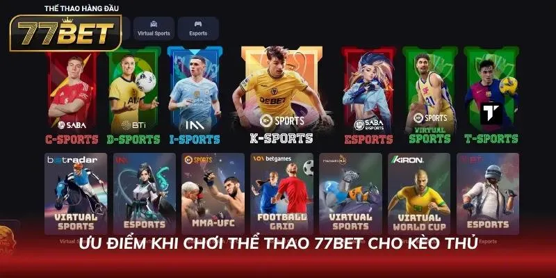 Khám Phá Thể Thao 77BET - Sân Chơi Với Tỷ Lệ Ăn Thưởng Cao Giao diện bảng kèo trực quan, hiện đại và hệ thống sảnh cược đa dạng