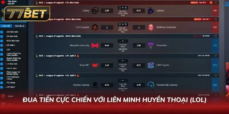 Khám Phá Thể Thao 77BET - Sân Chơi Với Tỷ Lệ Ăn Thưởng Cao Giao diện đặt cược cho các giải đấu súng CS2 và Valorant thời gian thực
