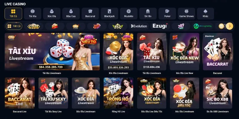 77bet 77BET cung cấp live casino với Baccarat, Blackjack, Roulette và dealer phát trực tiếp
